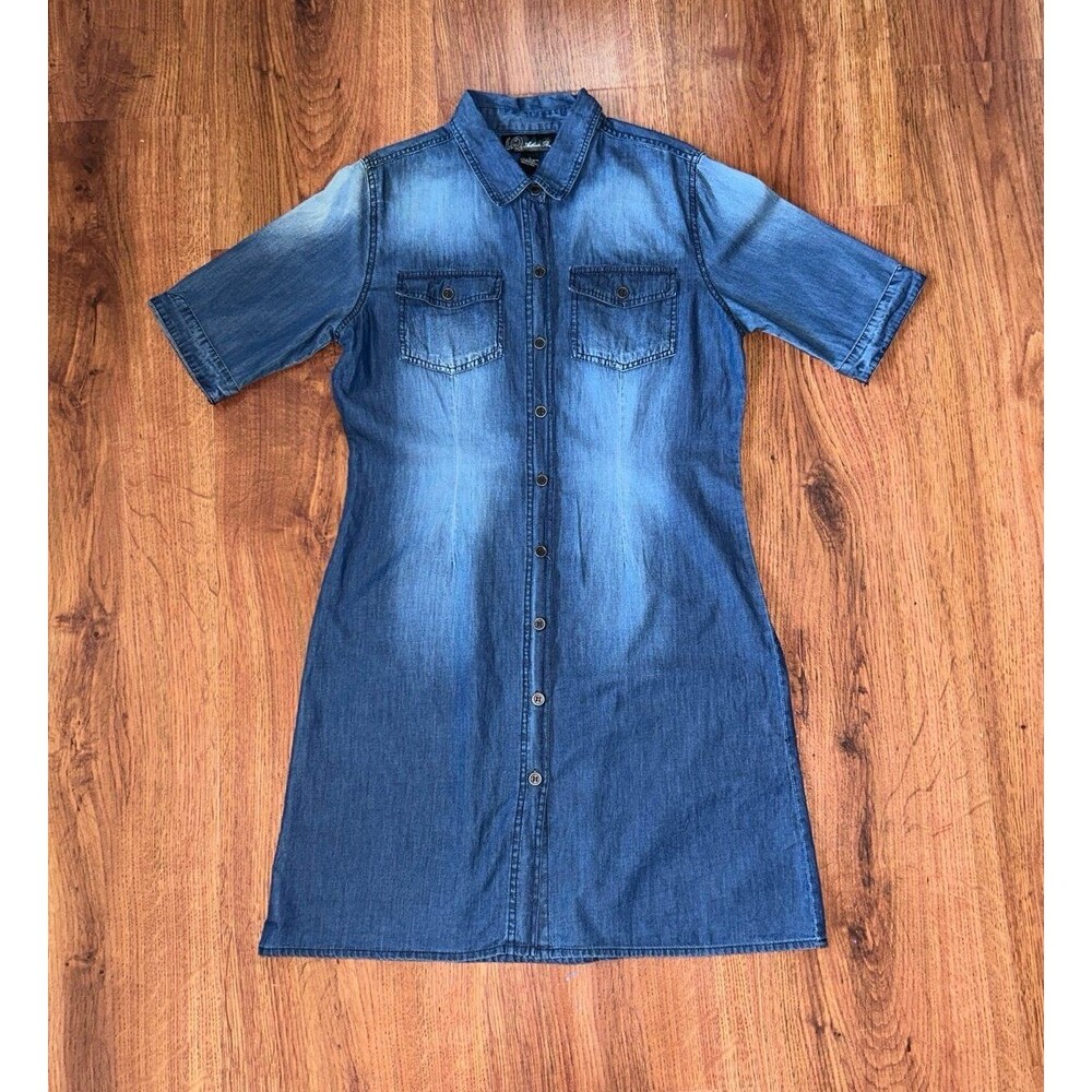 Women’s Large Denim Dress Shirt Westernwear Countrywear Cowgirlwear Midi Dress